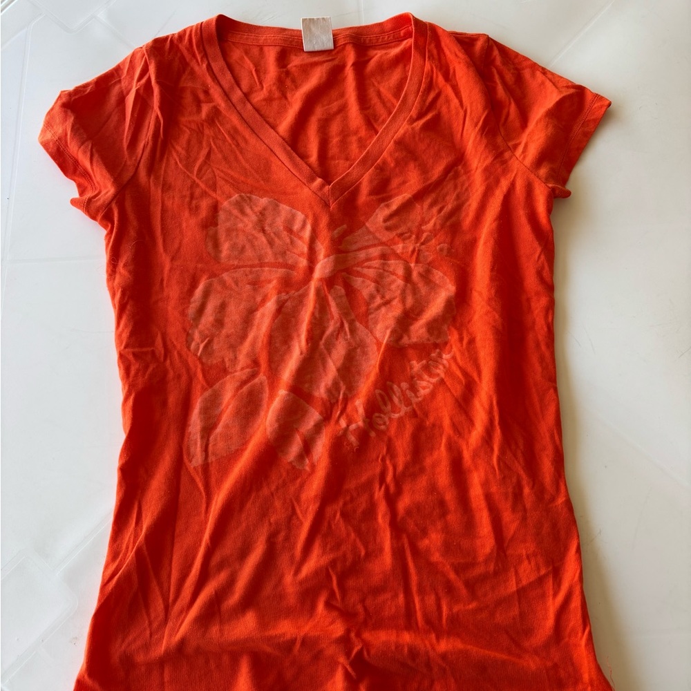 Hollister Orange V-Neck Tee